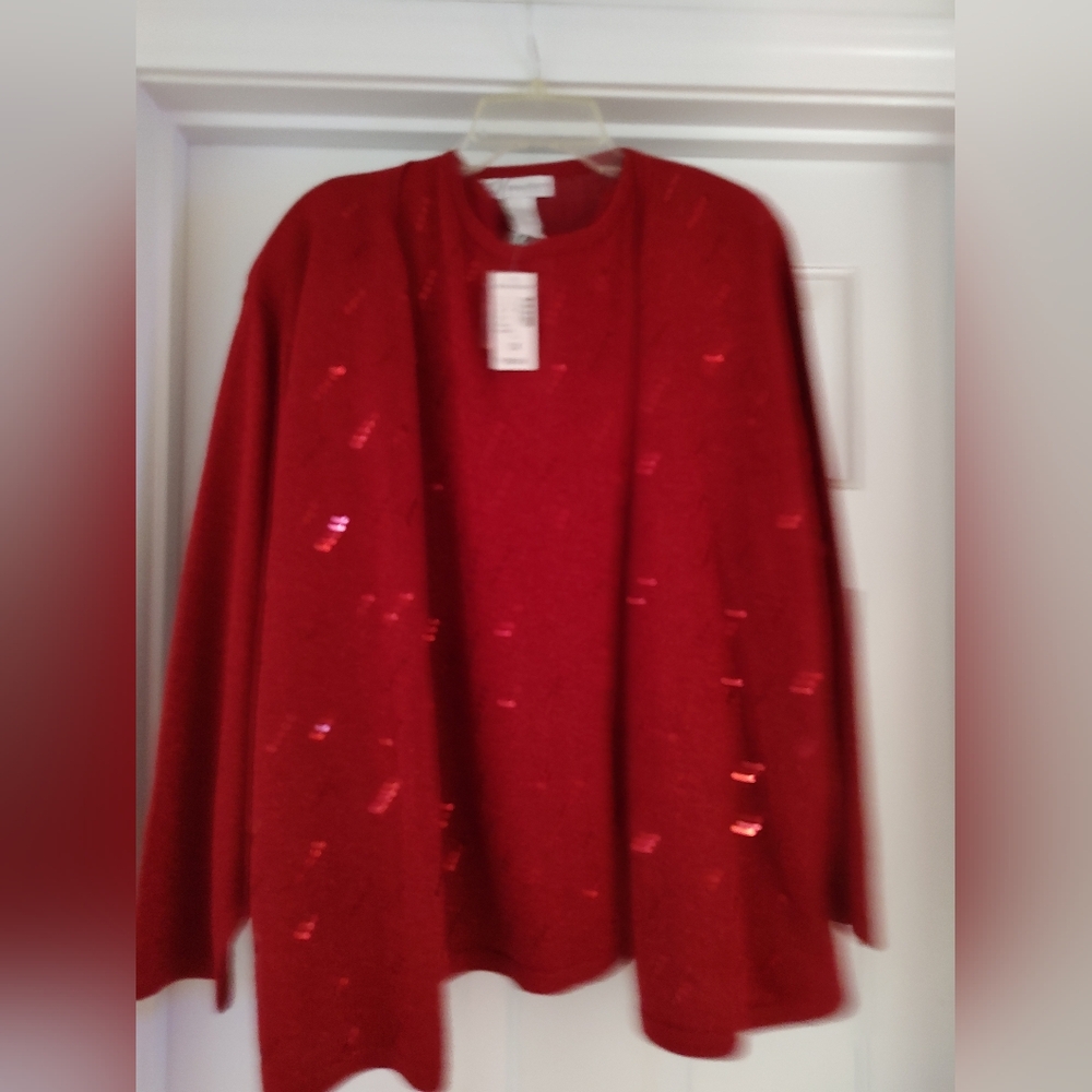 Women's 2 pc red sequin twinset
